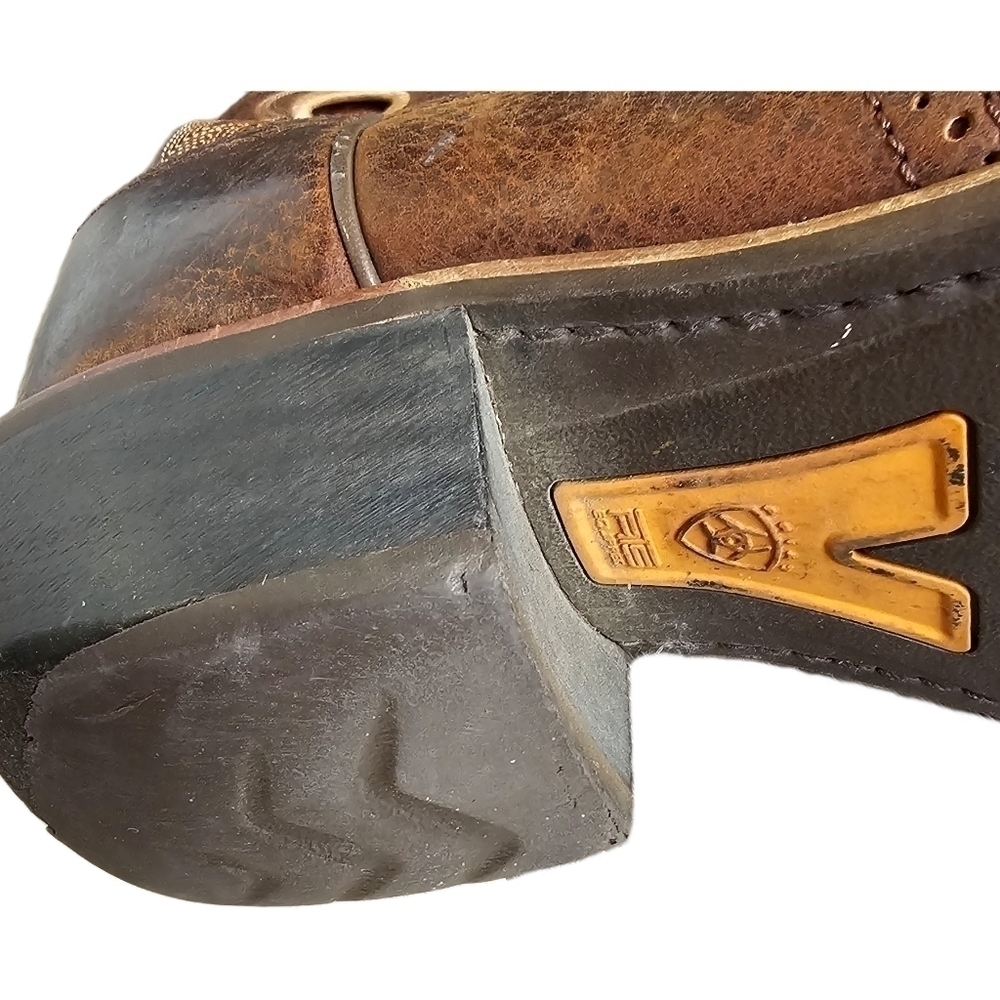 Ariat leather brown western square toe boots - Picture 11 of 15
